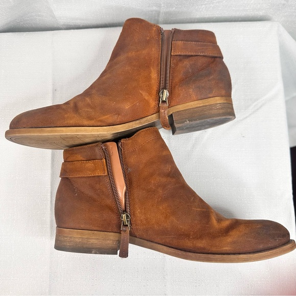 Franco Sarto leather suede rust brown Kennedy ankle bootie winter fall spring - Picture 7 of 8